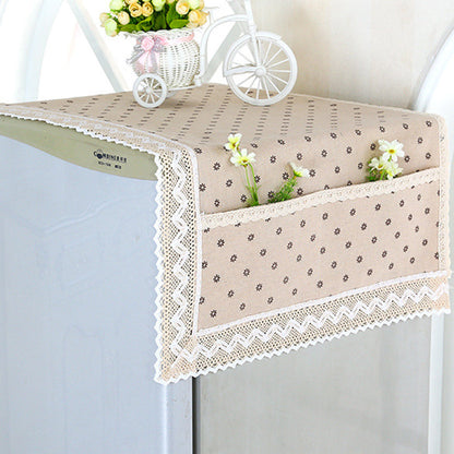 Dernier Jour de Promo ! 💖✨ Housse Anti-Poussière en Lin pour Réfrigérateur (avec Poches de Rangement)