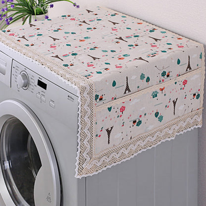 Dernier Jour de Promo ! 💖✨ Housse Anti-Poussière en Lin pour Réfrigérateur (avec Poches de Rangement)