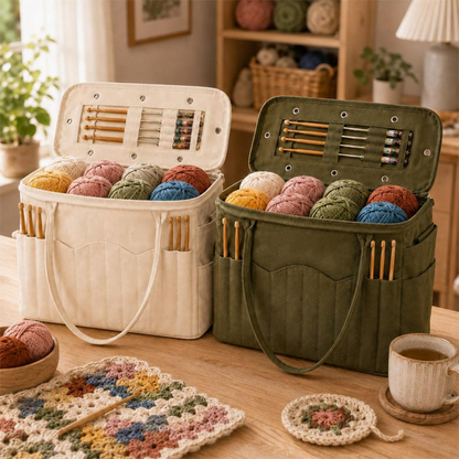 OmniLiving™ Sac de Rangement pour Tricot & Fils en Toile Canvas
