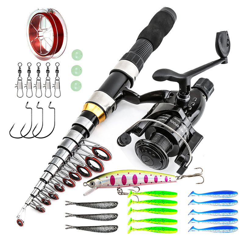 Set de pêche télescopique compact avec sac de transport FISHING™ (pour camping et randonnée)