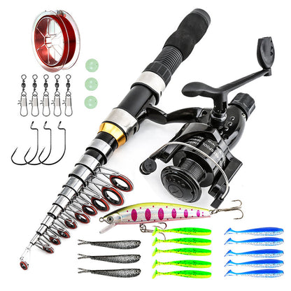 Set de pêche télescopique compact avec sac de transport FISHING™ (pour camping et randonnée)