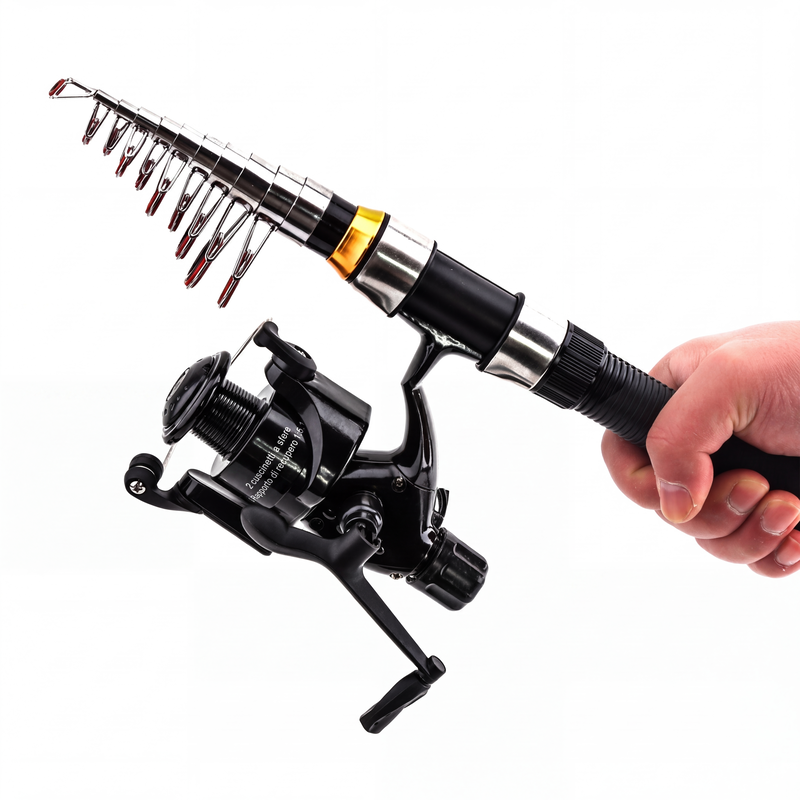 Set de pêche télescopique compact avec sac de transport FISHING™ (pour camping et randonnée)