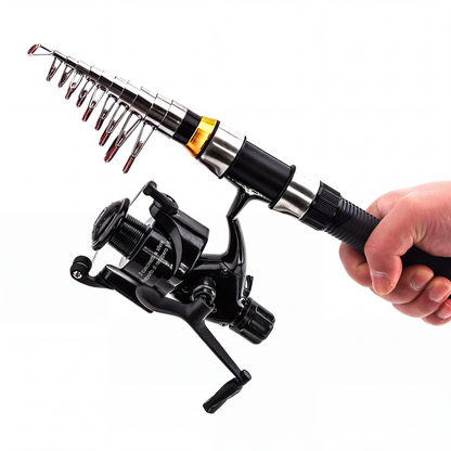 Set de pêche télescopique compact avec sac de transport FISHING™ (pour camping et randonnée)