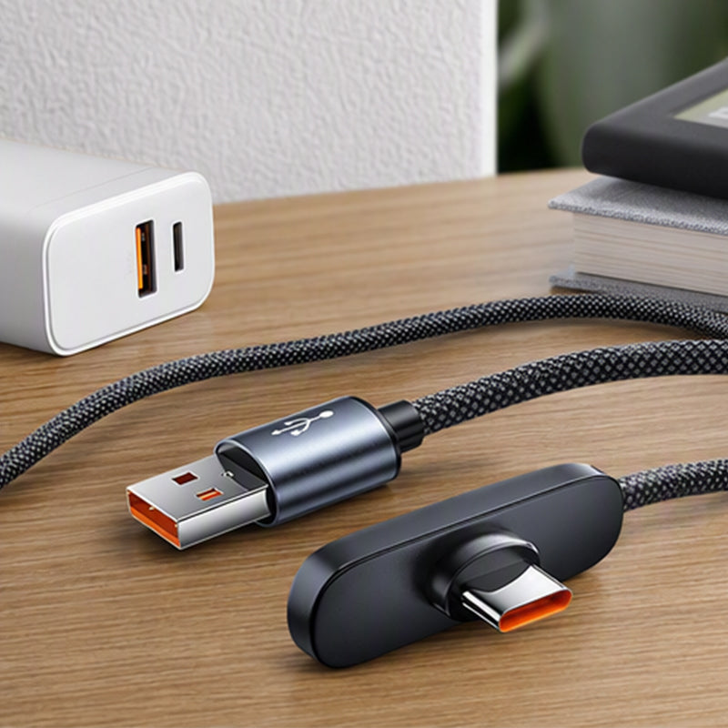 Câble de charge rapide Type-C 90° 100 W NovaPulse™ (nylon tressé / gaming)