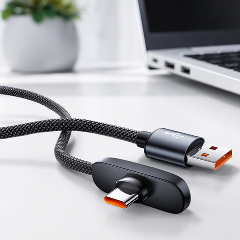 Câble de charge rapide Type-C 90° 100 W NovaPulse™ (nylon tressé / gaming)