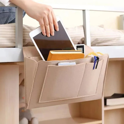 VaraLiving™ Organisateur de Lit Suspendu en Feutre | Poche de Chevet Pratique pour Téléphone, Livres & Télécommande