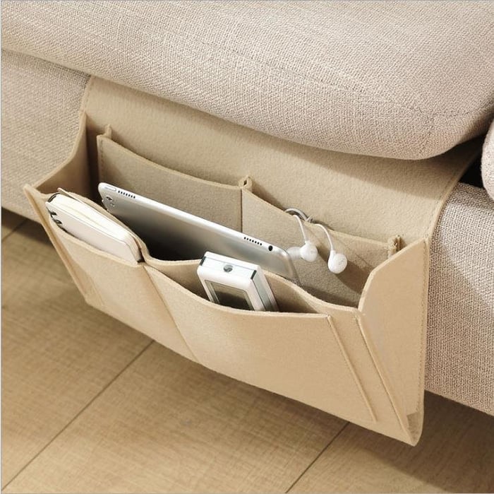 VaraLiving™ Organisateur de Lit Suspendu en Feutre | Poche de Chevet Pratique pour Téléphone, Livres & Télécommande