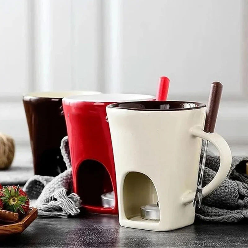 VaraLiving™ Mug Fondue au Chocolat Céramique (avec Fourchette)