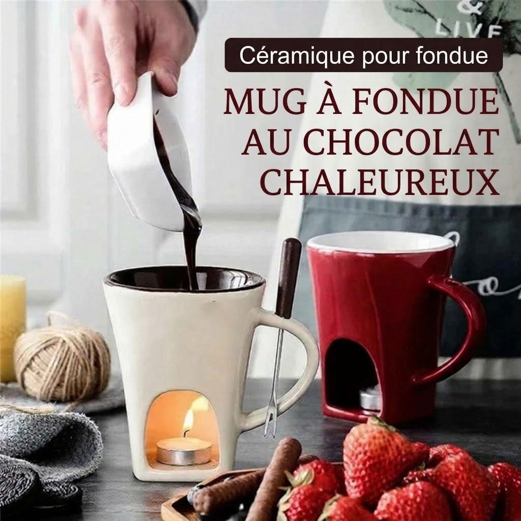 VaraLiving™ Mug Fondue au Chocolat Céramique (avec Fourchette)