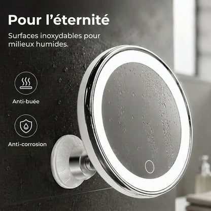 Miroir de maquillage LED grossissant 10x avec ventouse PureVal™ (portable)