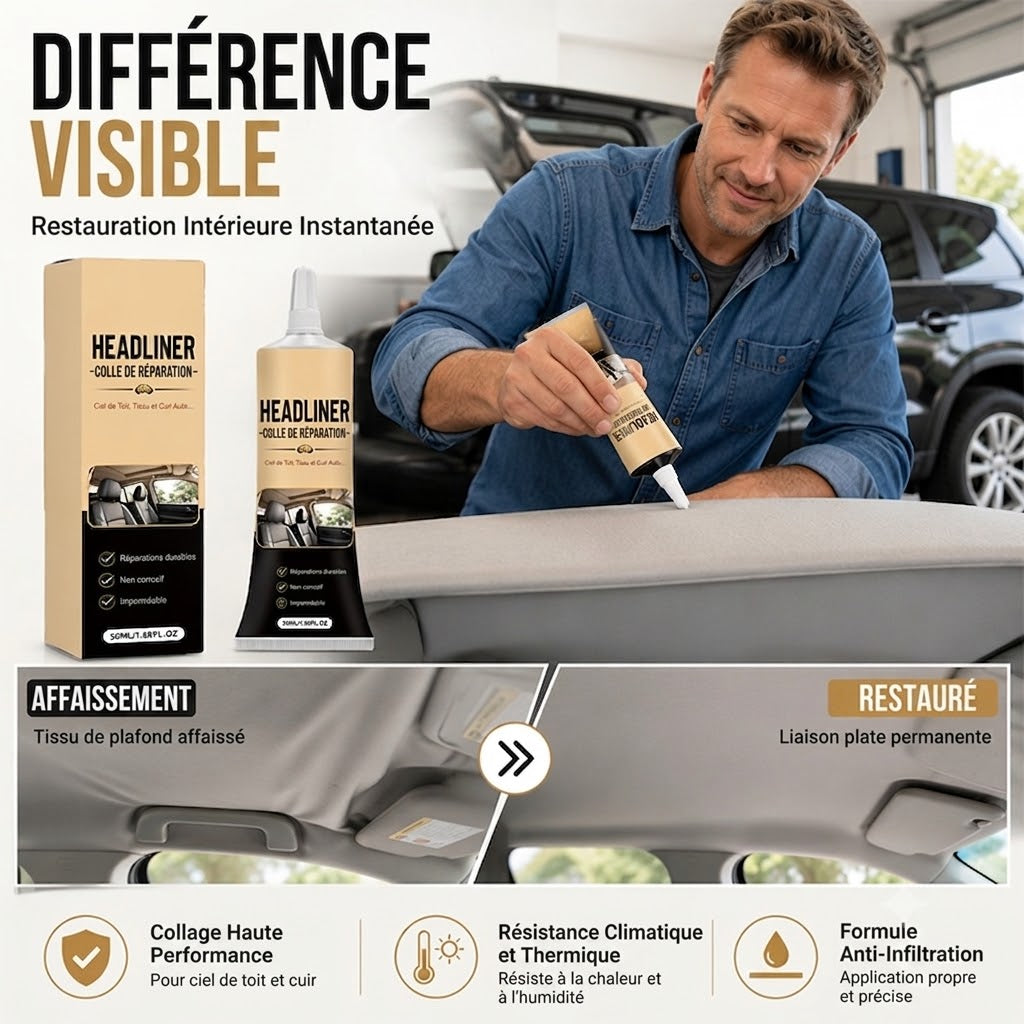 Colle de réparation résistante à la chaleur pour intérieur auto - Anti-taches & haute résistance