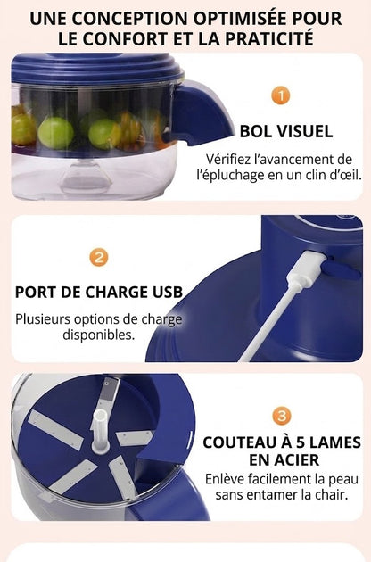Éplucheur de fruits et légumes rechargeable - Machine à éplucher automatique