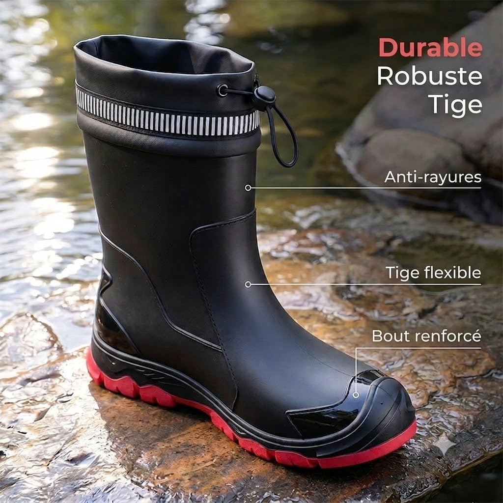 Bottes en caoutchouc imperméables mi-hautes unisexes ApexPower™ – Antidérapantes