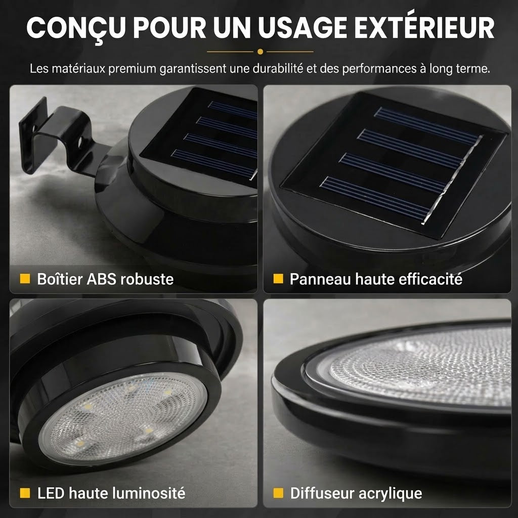 Lampe LED solaire étanche pour avant-toit et mur OmniLiving™ | IP65 et énergie solaire