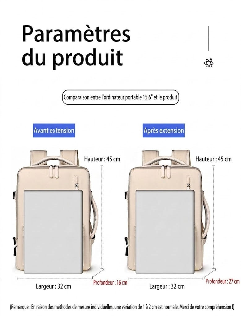 Sac à dos de voyage extensible VentoPack™ 24L à 35L pour femmes