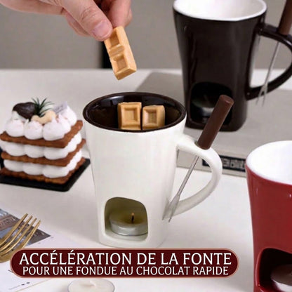 VaraLiving™ Mug Fondue au Chocolat Céramique (avec Fourchette)