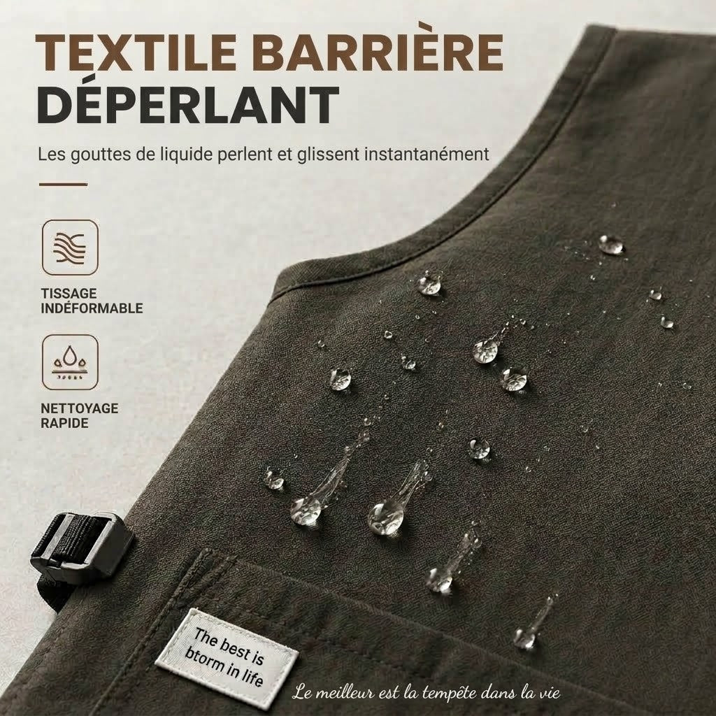 VaraLiving™ Tablier de Cuisine Style Gilet | Imperméable, Anti-Huile & Respirant Sans Tour de Cou