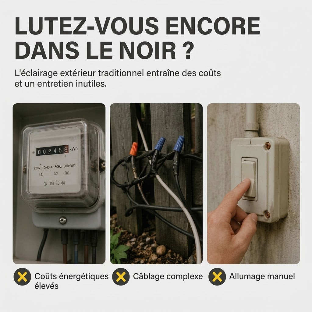 Lampe LED solaire étanche pour avant-toit et mur OmniLiving™ | IP65 et énergie solaire