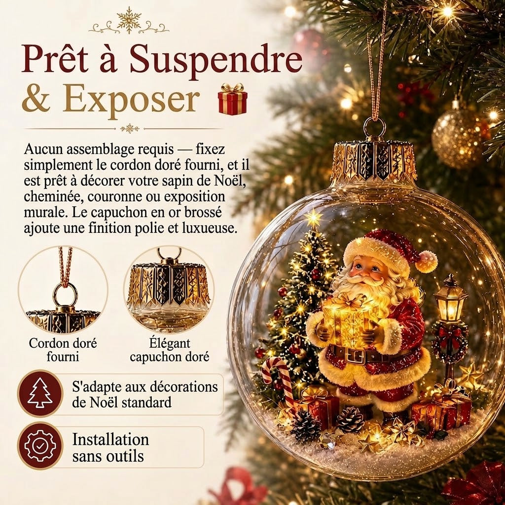 Décoration diorama de Noël lumineux OmniLiving™ | Monde d'hiver miniature avec éclairage LED