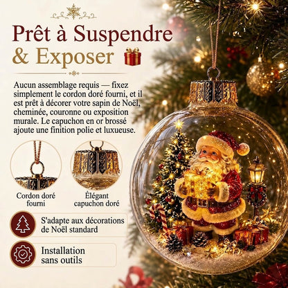 Décoration diorama de Noël lumineux OmniLiving™ | Monde d'hiver miniature avec éclairage LED