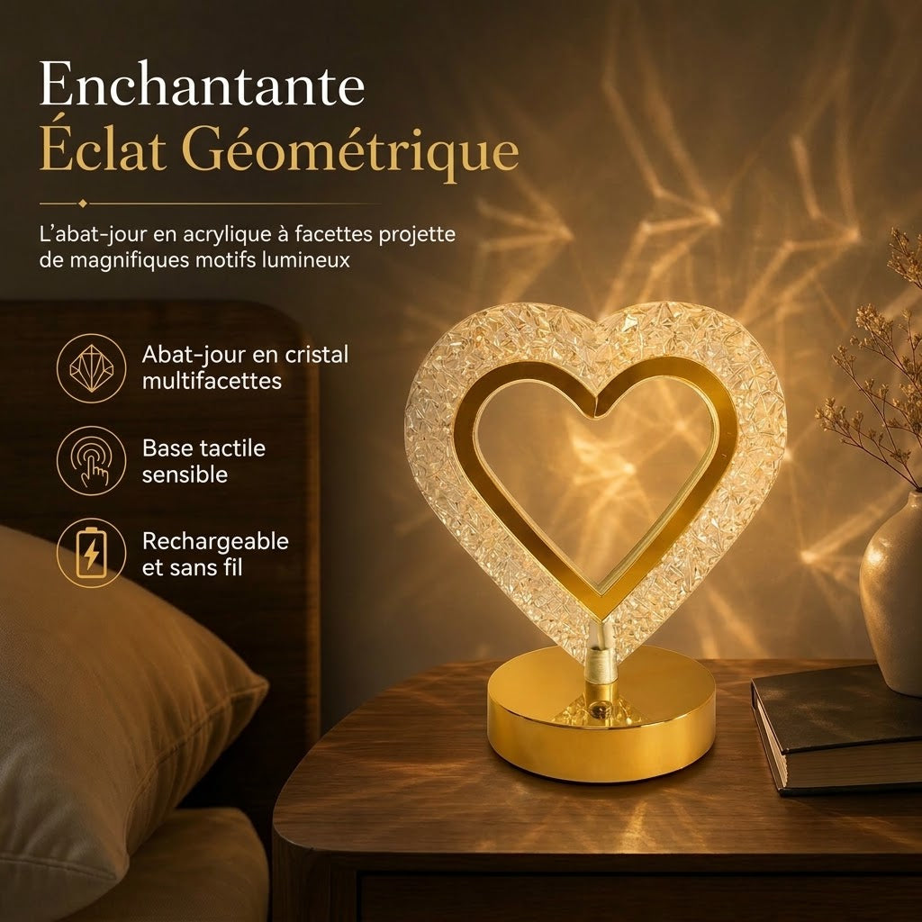 VaraLiving™ Veilleuse Tactile en Cristal Géométrique (Rechargeable USB)