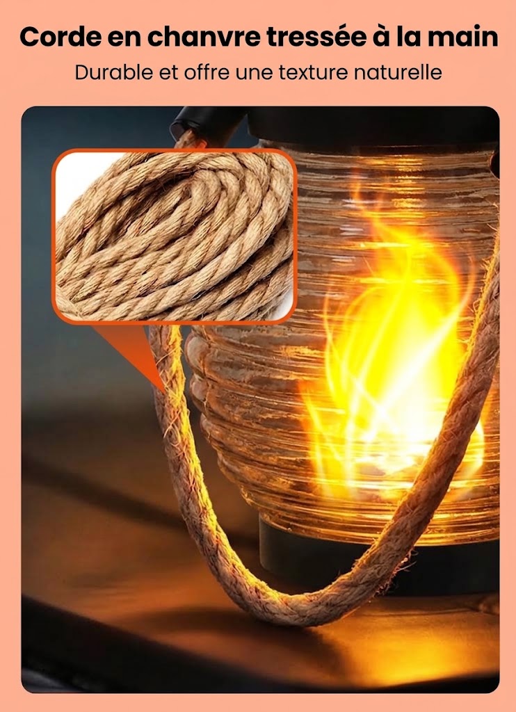Lanterne à flamme éternelle OmniLiving™ | Effet de feu LED réaliste et lumière chaleureuse